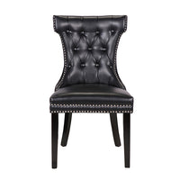 Century 2X Dining Chair Black Pu Wooden Legs