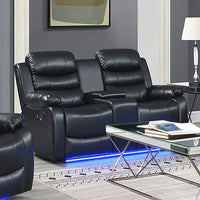 Chelsea 3R+1R+1R Seater Finest Leatherette Recliner Feature Console LED Light Ultra Cushioned