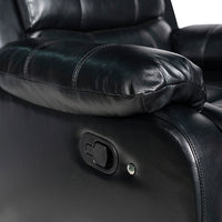 3-2 Seater Seater Finest Black Leatherette Recliner Feature Console LED Light Ultra Cushioned