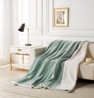 2 in 1 Teddy Sherpa  Quilt Cover Set and Blanket single size sage green