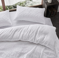 Tufted ultra soft microfiber quilt cover set-single white