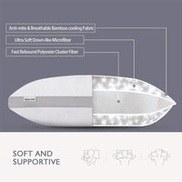 Luxury Bamboo Cooling Twin pack plush down-like pillows