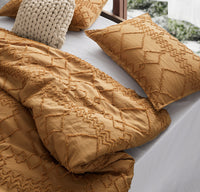 Tufted ultra soft microfiber quilt cover set-double caramel