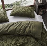 Tufted ultra soft microfiber quilt cover set-double khaiki green