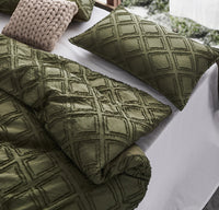 Tufted ultra soft microfiber quilt cover set-double khaiki green