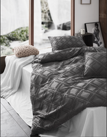 Tufted ultra soft microfiber quilt cover set-double smoke