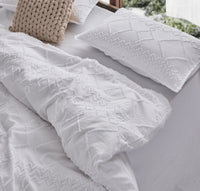Tufted ultra soft microfiber quilt cover set-double white