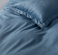Corduroy Velvet Queen Bed Quilt Cover Set-Ash Blue