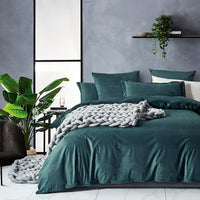 Corduroy Velvet Queen Bed Quilt Cover Set-Forest Green
