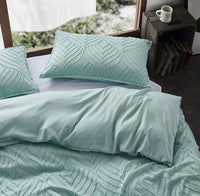 Tufted ultra soft microfiber quilt cover set-queen sage green