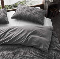 Tufted ultra soft microfiber quilt cover set-queen smoke