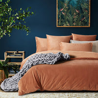 Corduroy Velvet Super King Bed Quilt Cover Set-Bronze