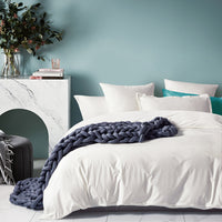 Corduroy Velvet Super King Bed Quilt Cover Set-White