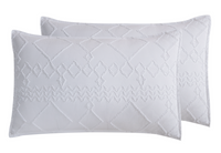 TUFTED MICROFIBRE SUPER SOFT TWIN PACK STANDARD PILLOWCASES-WHITE