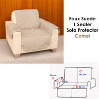 Faux Suede 1 Seater Sofa Protector Camel