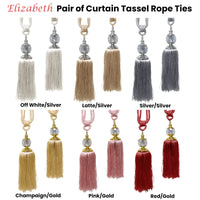 Elizabeth Pair of Curtain Tassel Rope Ties Champagne/Gold