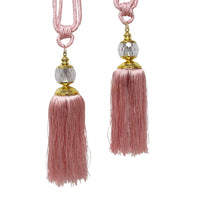 Elizabeth Pair of Curtain Tassel Rope Ties Pink/Gold