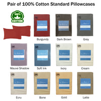 Pair of Cotton Standard Pillowcases 375TC Bone