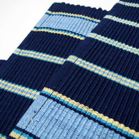 Set of 4 Ribbed Cotton Placemats 33 x 48 cm Navy Stripes