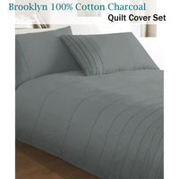 Brooklyn Charcoal Quilt Cover Set King