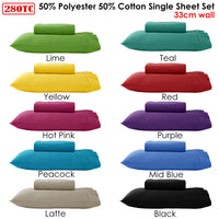 280TC 50% Polyester 50% Cotton Sheet Set Single Lavender