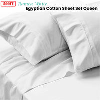 500TC Ramca White Egyptian Cotton Sheet Set Queen