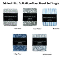 Printed Microfiber Sheet Set Single Blue Lines