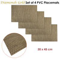 Choice Set of 4 PVC Table Placemats Diamonds Gold