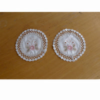 Set of 2 Embroidered Doilies Floral 10