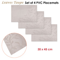 Choice Set of 4 PVC Table Placemats Leaves Taupe