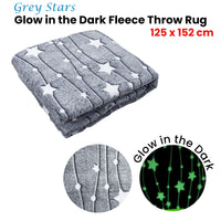 Grey Stars Glow in the Dark Throw Rug 125x152 cm