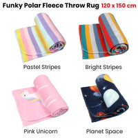 Funky Cute Polar Fleece Throw Rug Pastel Stripes