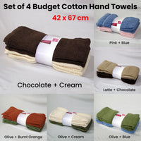 Set of 4 Budget Cotton Hand Towels 42 x 67 cm Olive Cream