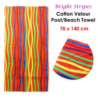 Bright Stripes Cotton Velour Printed Beach Towel