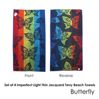 Set of 4 Imperfect Jacquard Terry Beach Towels Butterfly