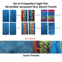 Set of 4 Imperfect Jacquard Terry Beach Towels Butterfly