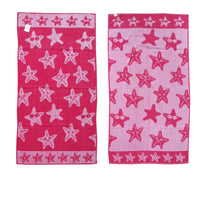 Jacquard Velour Reversible Beach Towel Hot Pink Stars