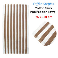 Coffee Stripes Cotton Terry Beach Towel