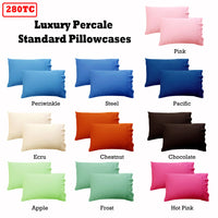 280TC Luxury Percale Standard Pillowcases Frost