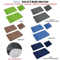 Sleim Set of 3 Bath Mat Set Green