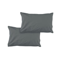 Pair of Solid Colour Microfiber Standard Pillowcases 48x73cmx15cm (Flap) Charcoal