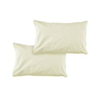 Pair of Solid Colour Microfiber Standard Pillowcases 48x73cmx15cm (Flap) Cream