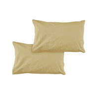 Pair of Solid Colour Microfiber Standard Pillowcases 48x73cmx15cm (Flap) Gold