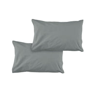 Pair of Solid Colour Microfiber Standard Pillowcases 48x73cmx15cm (Flap) Grey