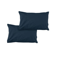 Pair of Solid Colour Microfiber Standard Pillowcases 48x73cmx15cm (Flap) Navy