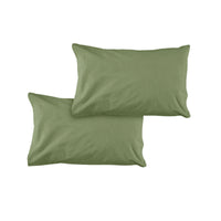 Pair of Solid Colour Microfiber Standard Pillowcases 48x73cmx15cm (Flap) Olive