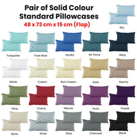 Pair of Solid Colour Microfiber Standard Pillowcases 48x73cmx15cm (Flap) Pacific