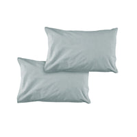 Pair of Solid Colour Microfiber Standard Pillowcases 48x73cmx15cm (Flap) Silver