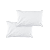 Pair of Solid Colour Microfiber Standard Pillowcases 48x73cmx15cm (Flap) White