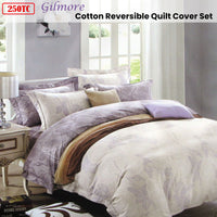250TC Gilmore Cotton Reversible Quilt Cover Set Queen